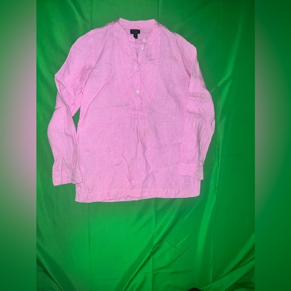 J.Crew x Baird McNutt Irish Linen Pink Blouse size 00 - Picture 2 of 7